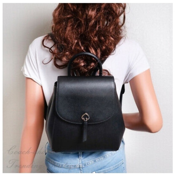 Kate Spade Adel Medium Flap Backpack in Black Leather Style #wkru6412 Like New main image 5